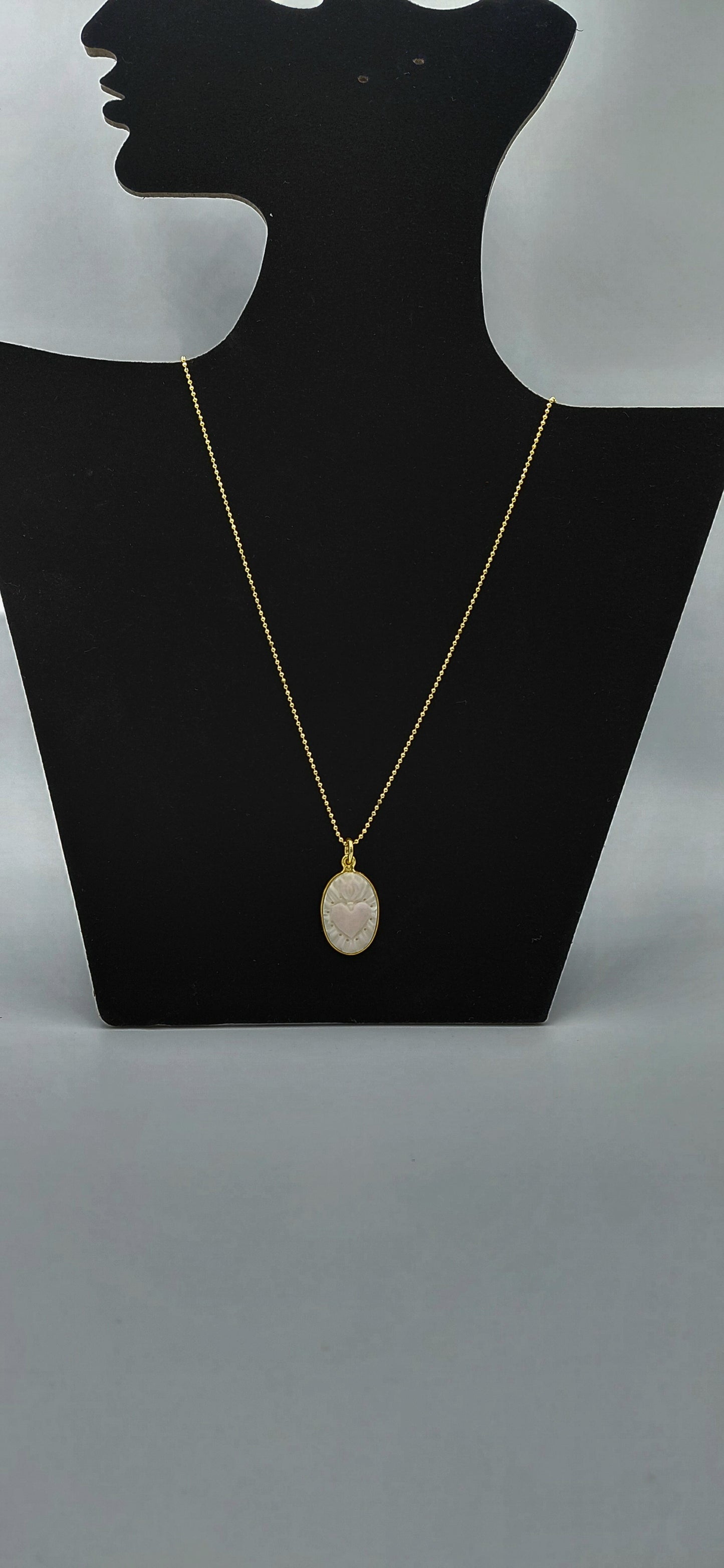 CIONDOLO CAMMEO "CUORE SACRO ROSA "IN ARGENTO 925 DORATO