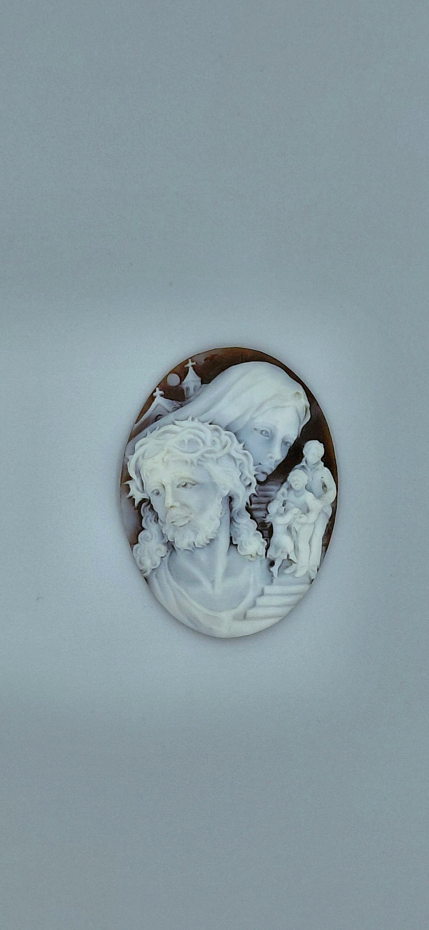 CAMMEO " GESU'MARIA -LA FAMIGLIA -" CONCHIGLIA SARDONICA