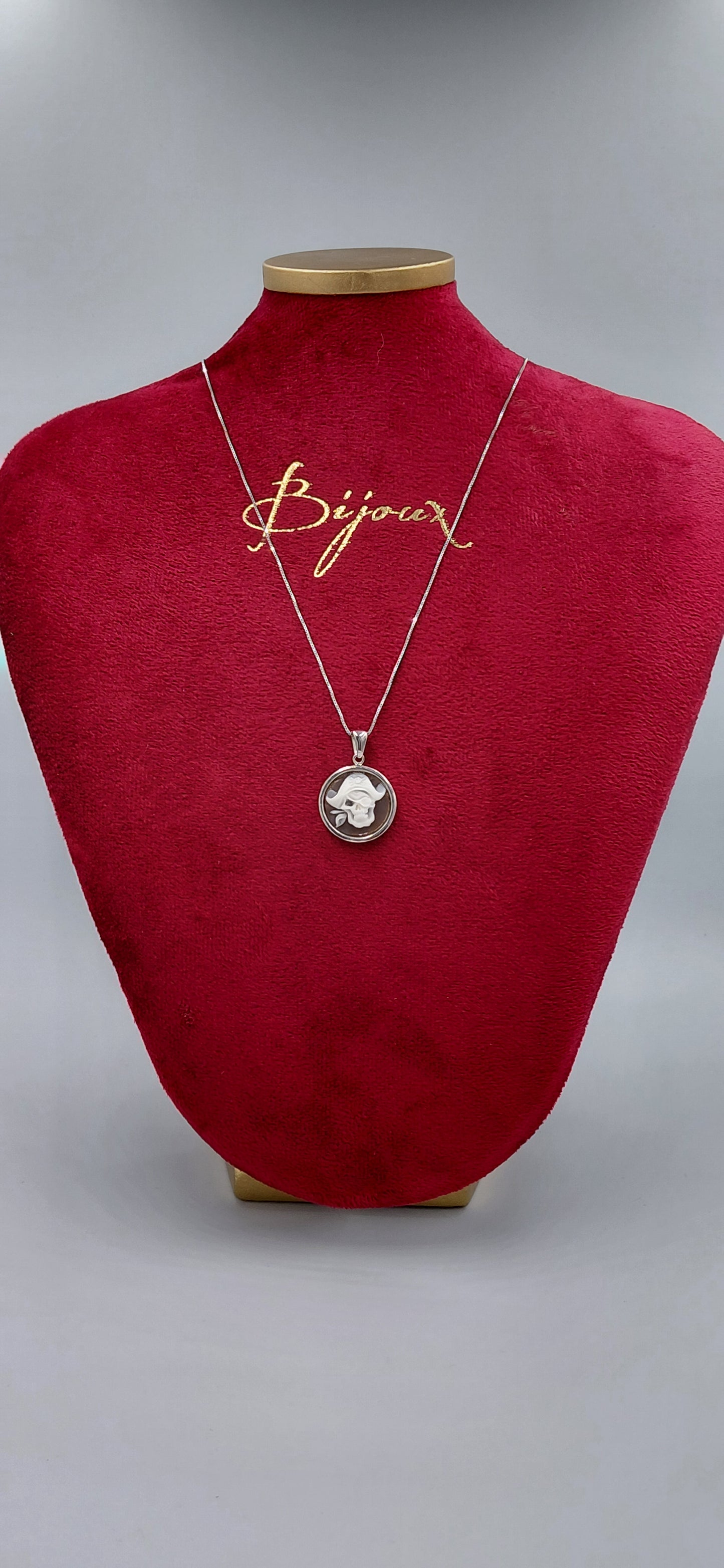 CIONDOLO ARGENTO 925 CON CAMMEO "TESCHIO PIRATA"