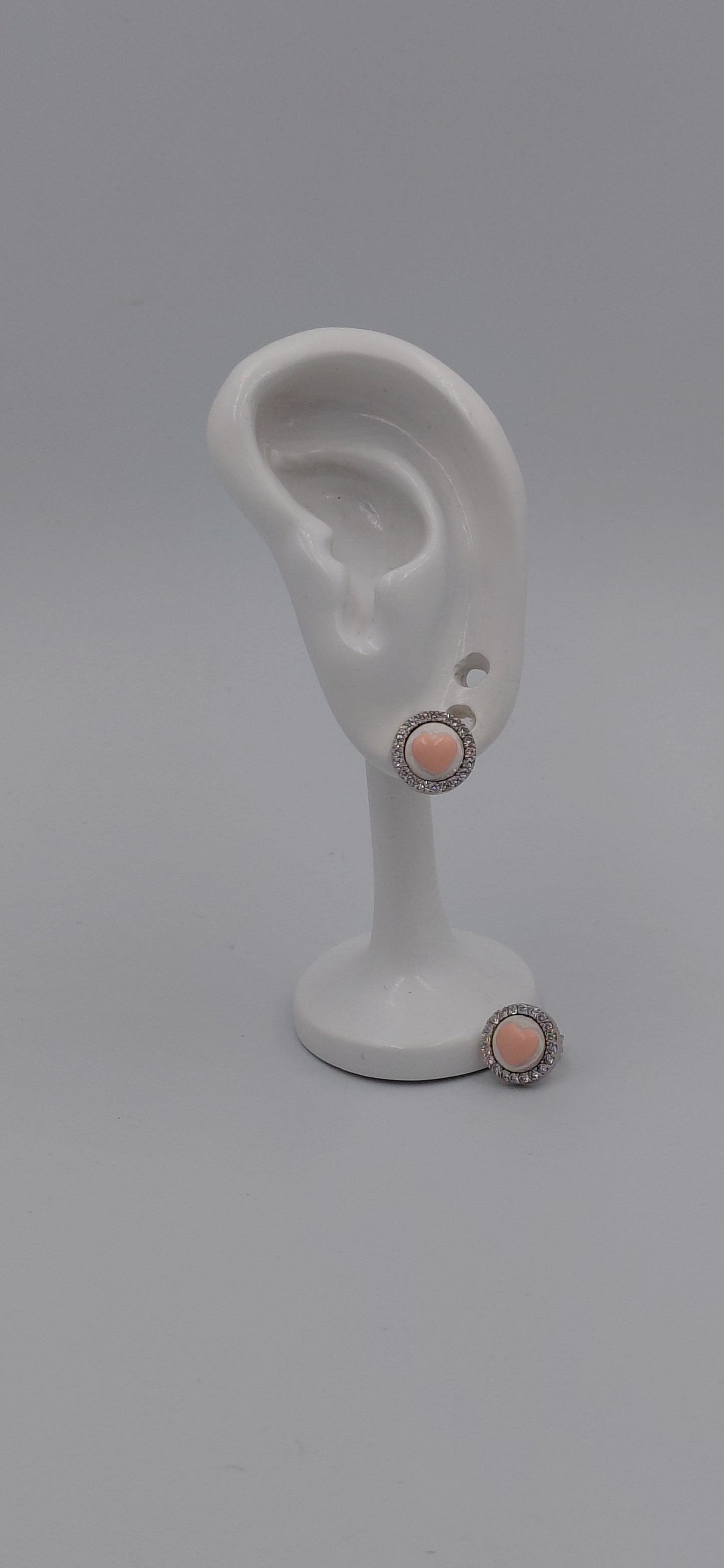 ORECCHINI IN ARGENTO 925 CON ZIRCONI E CUORE ROSA
