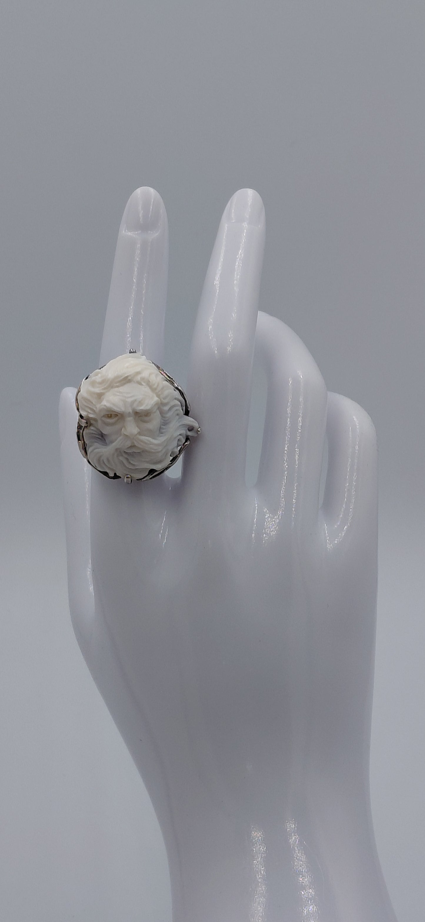 ANELLO CON CAMMEO" POSEIDON " IN ARGENTO 925