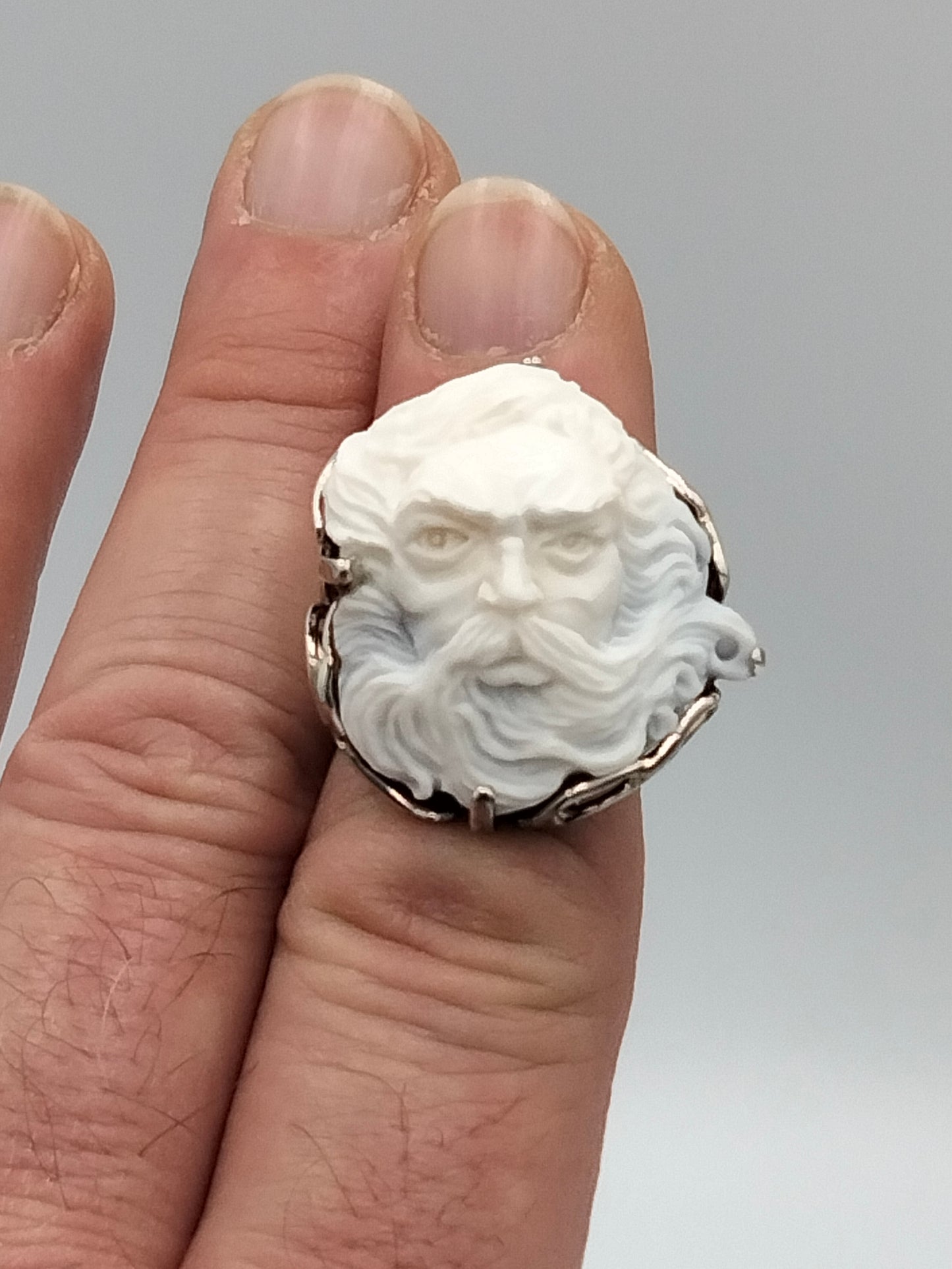 ANELLO CON CAMMEO" POSEIDON " IN ARGENTO 925