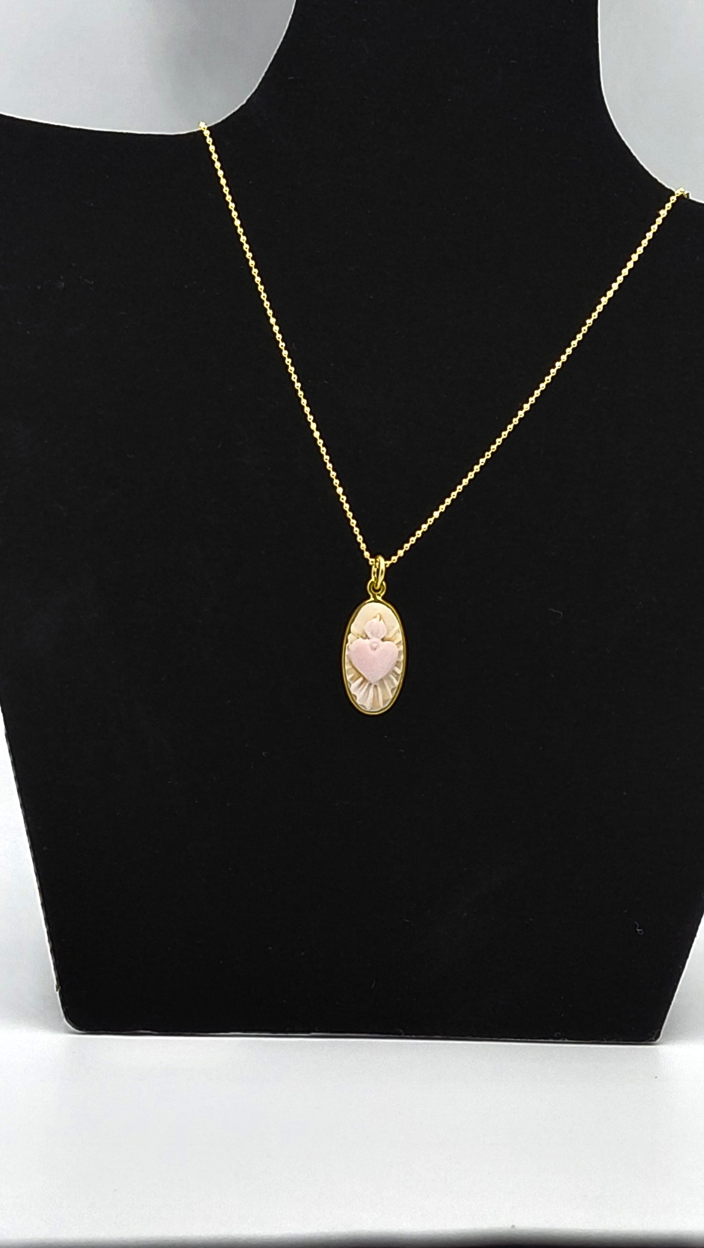 CIONDOLO CAMMEO"CUORE SACRO ROSA "IN ARGENTO 925 DORATO