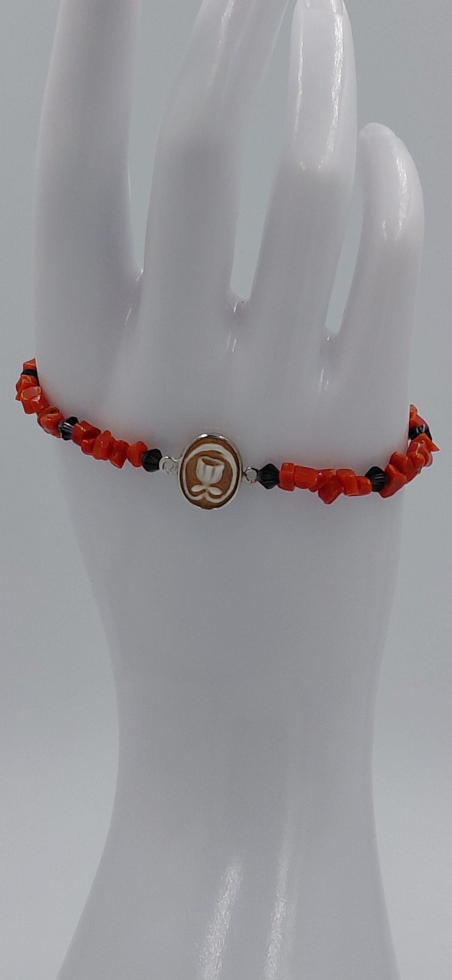 bracciale con cammeo Fiore incastone argento 925 bracciale con corallo e pietre idrotermali