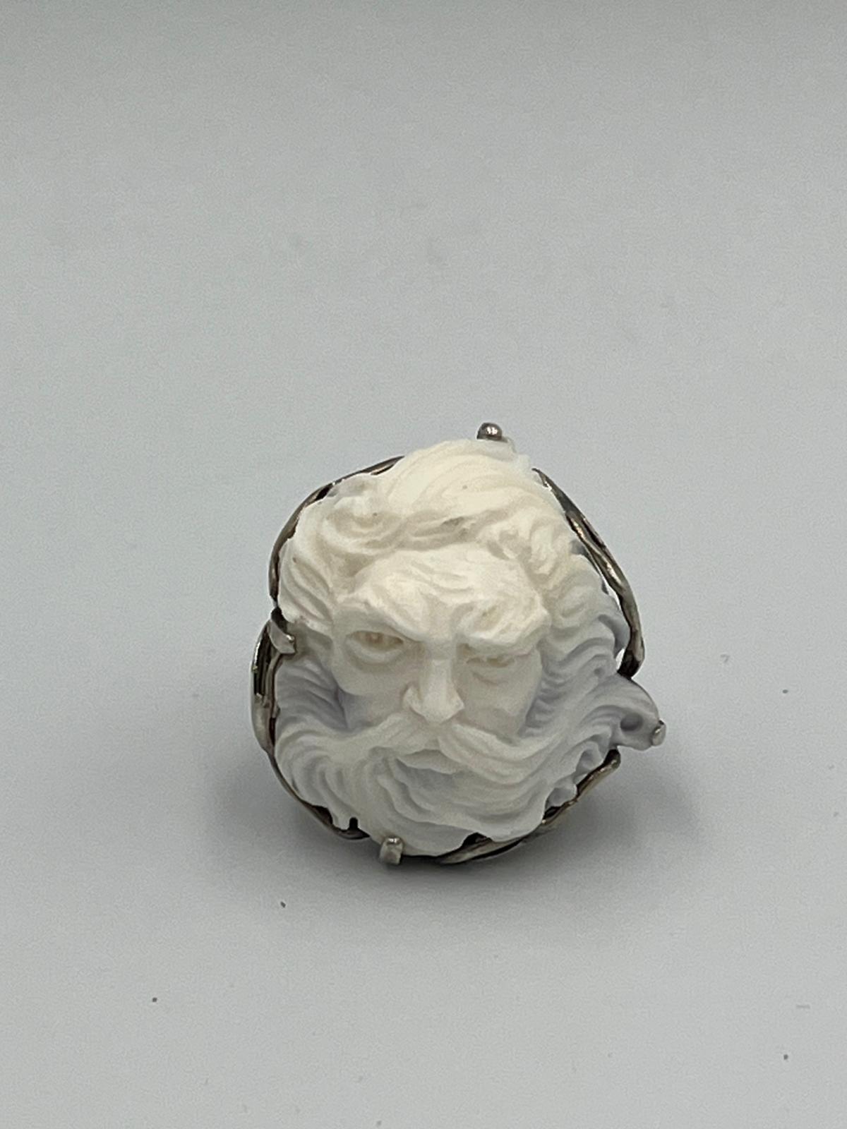 ANELLO CON CAMMEO" POSEIDON " IN ARGENTO 925