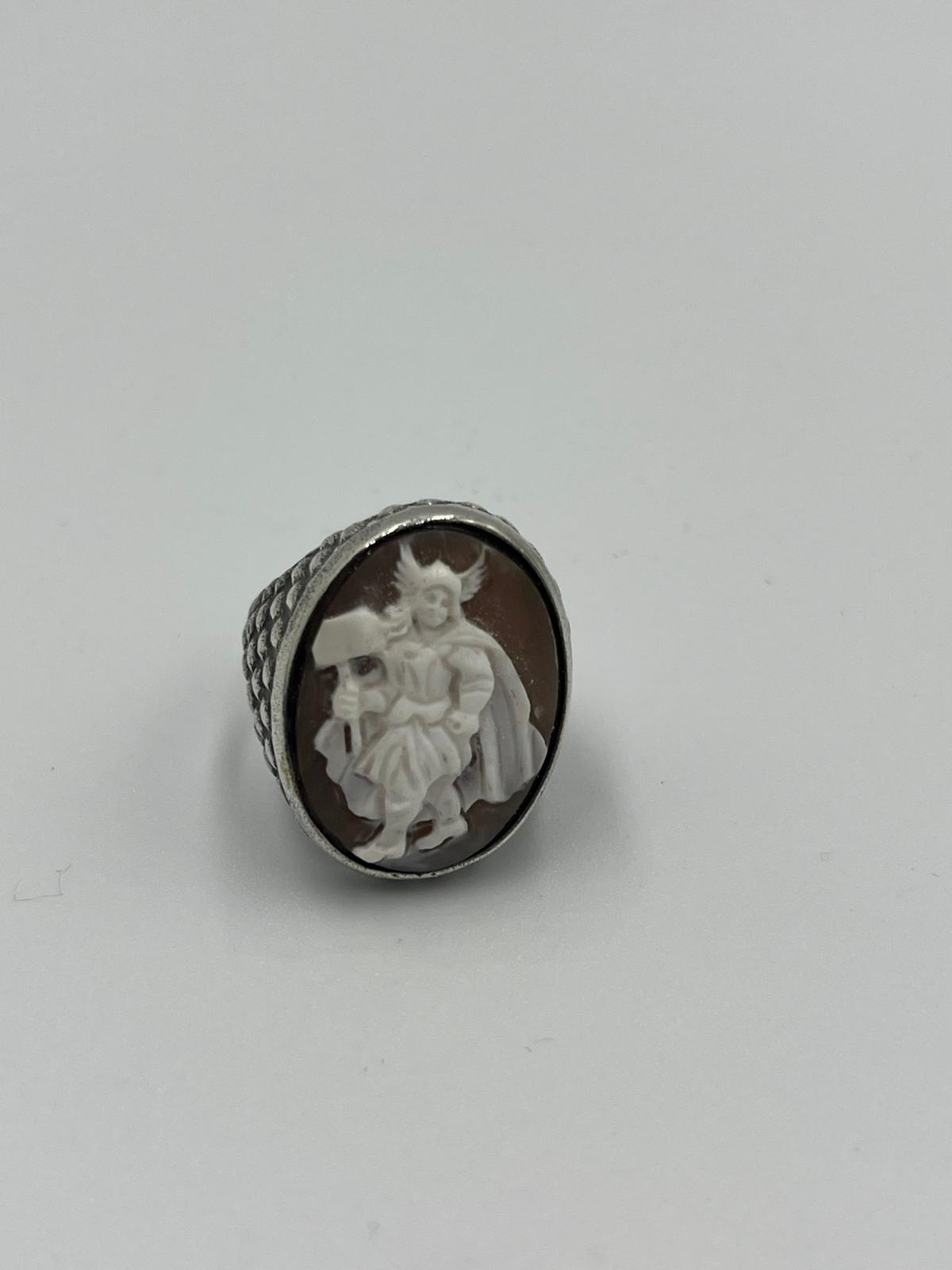 ANELLO CAMMEO "THOR " IN ARGENTO