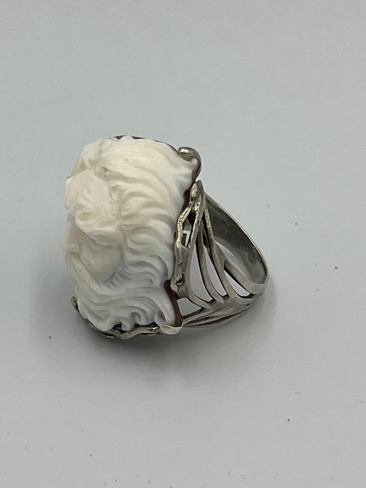 ANELLO CON CAMMEO" POSEIDON " IN ARGENTO 925