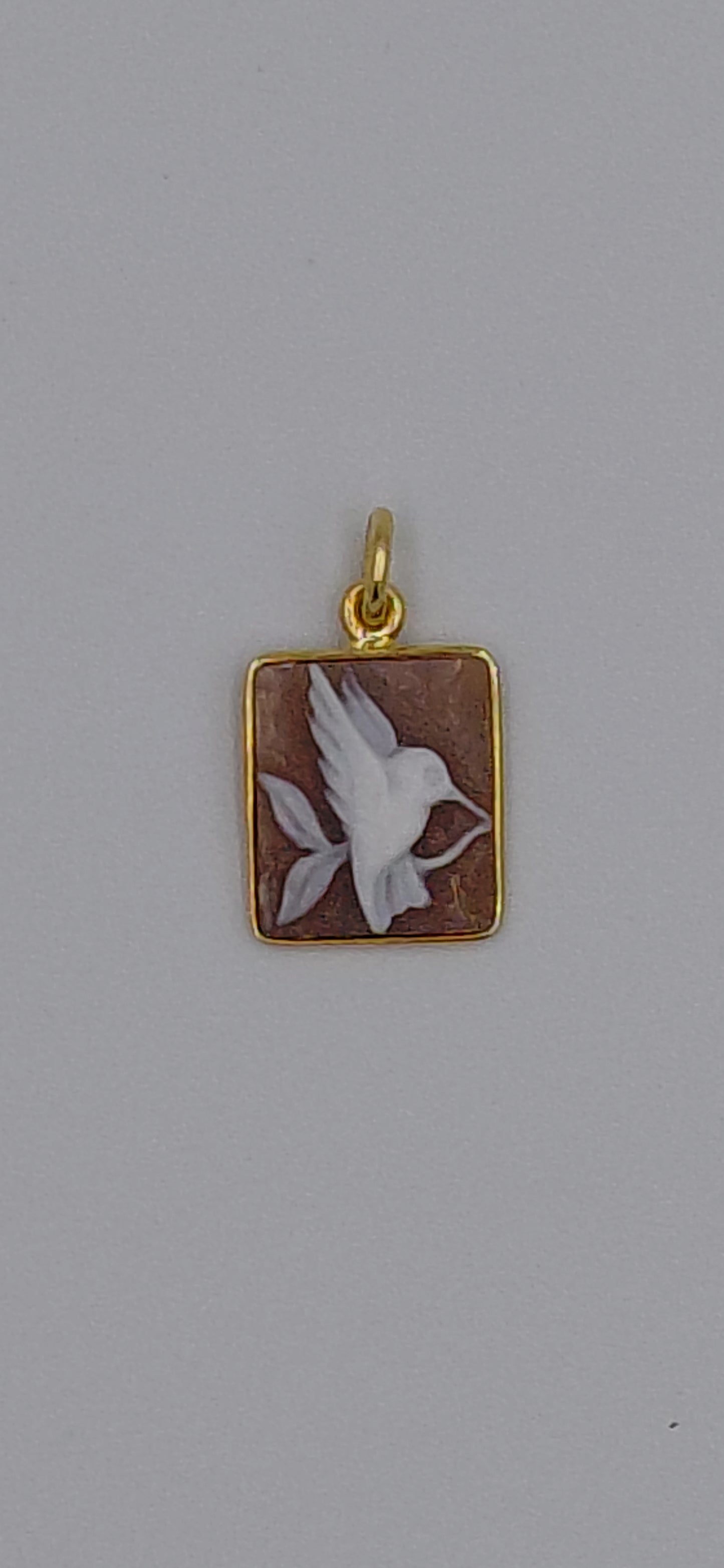 CIONDOLO CAMMEO " COLIBRI " IN ARGENTO 925 DORATO