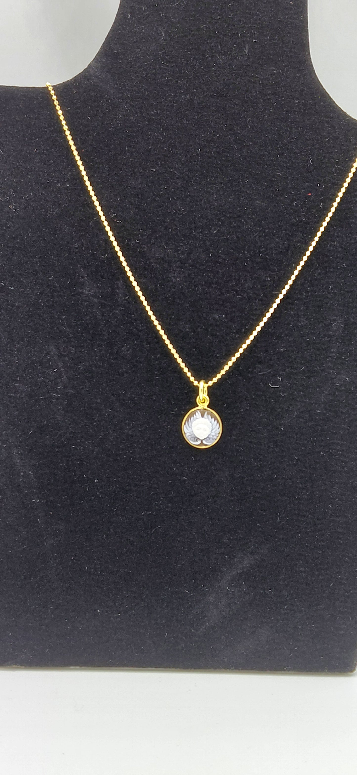 CIONDOLO CAMMEO "ANGELS " IN ARGENTO 925 DORATO