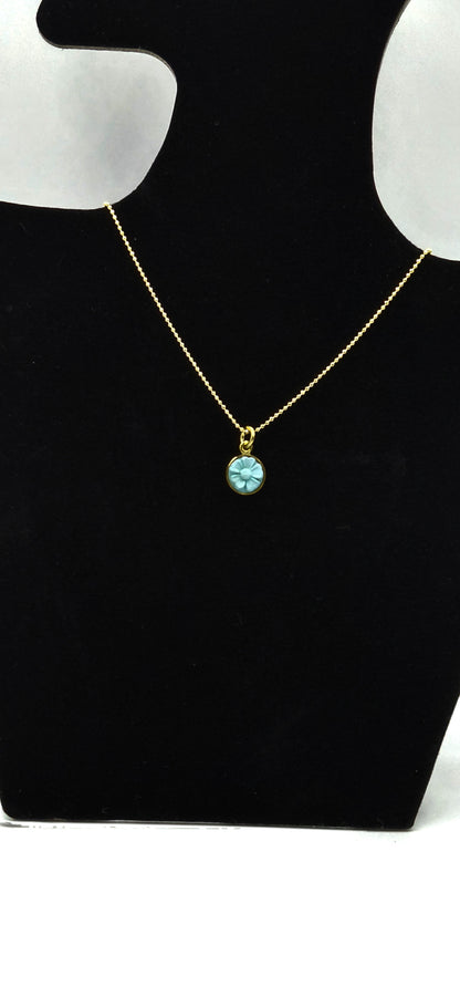 CIONDOLO CAMMEO "FIORE PASTA DI TURCHESE " IN ARGENTO 925 DORATO