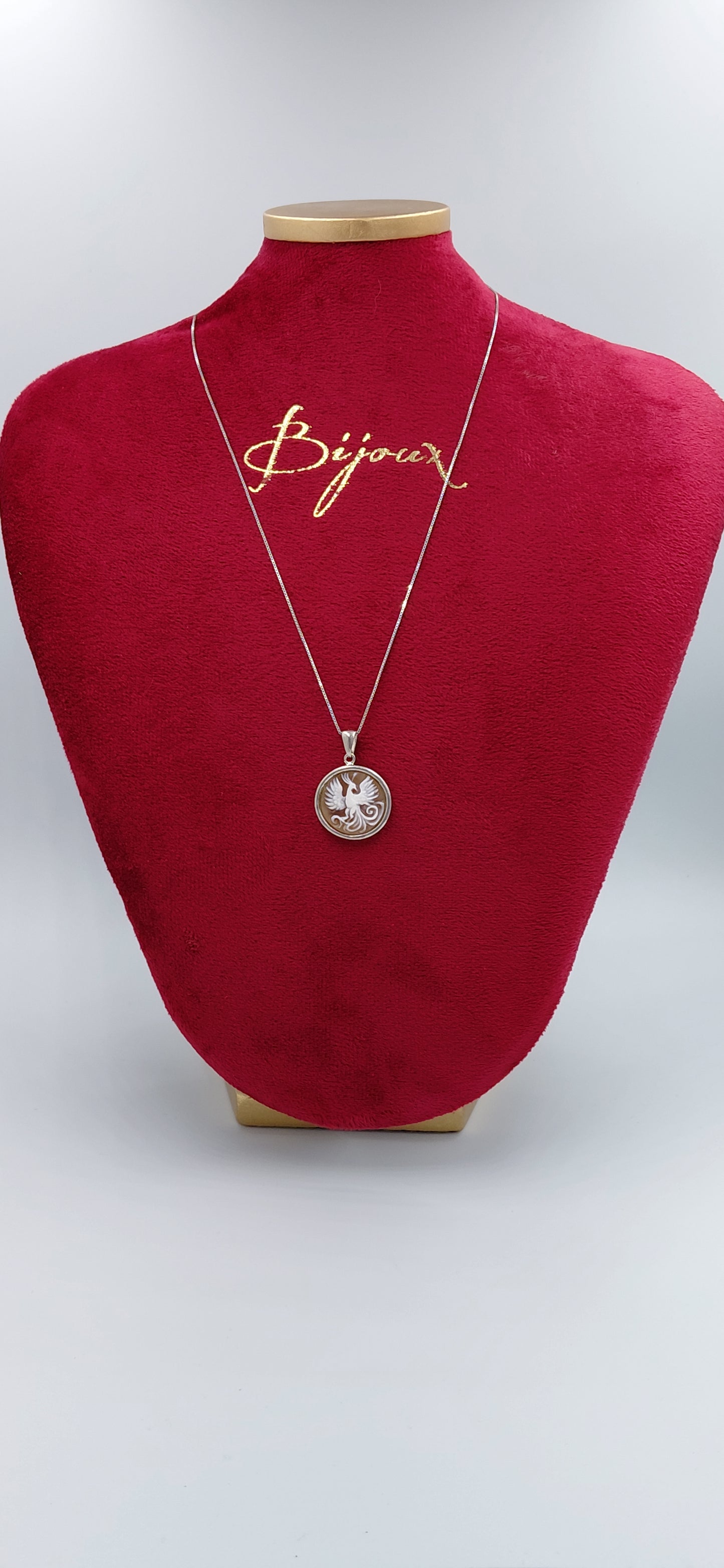 CAMMEO CONCHIGLIA SARDONICA "FENICE " IN ARGENTO 925
