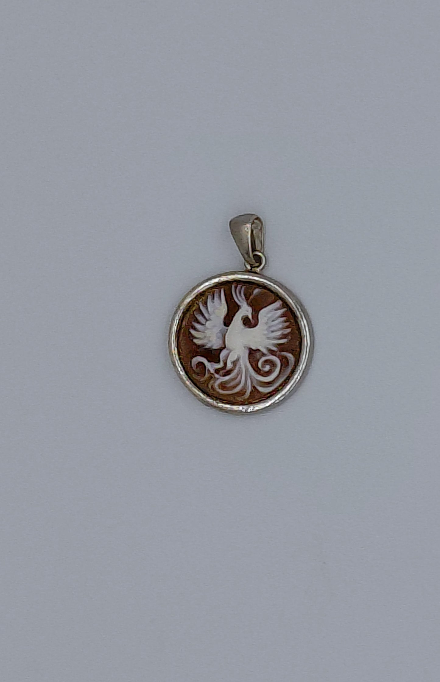 CAMMEO CONCHIGLIA SARDONICA "FENICE " IN ARGENTO 925