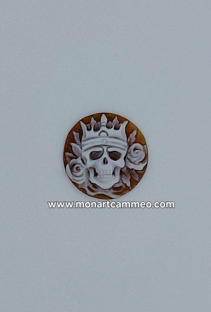 cammeo teschio con corona conchiglia sardonica 17,8 mm incstonato in metallo