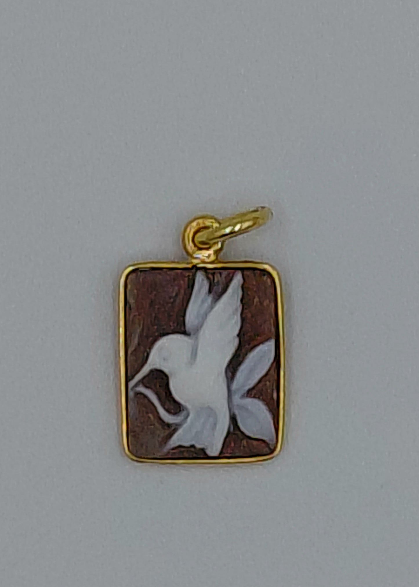 CIONDOLO CAMMEO " COLIBRI " IN ARGENTO 925 DORATO