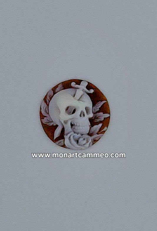 cammeo teschio con spada e rosa conchiglia sardonica misura 18mm