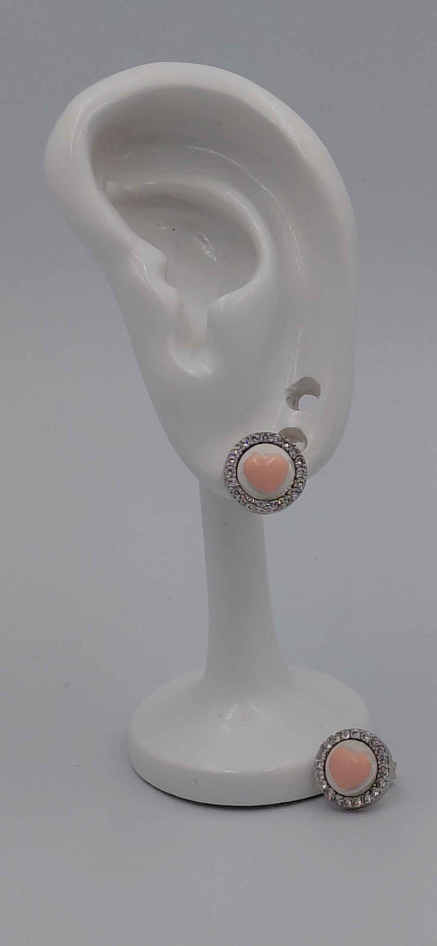 ORECCHINI IN ARGENTO 925 CON ZIRCONI E CUORE ROSA