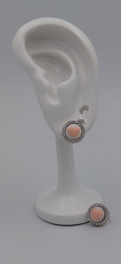 ORECCHINI IN ARGENTO 925 CON ZIRCONI E CUORE ROSA