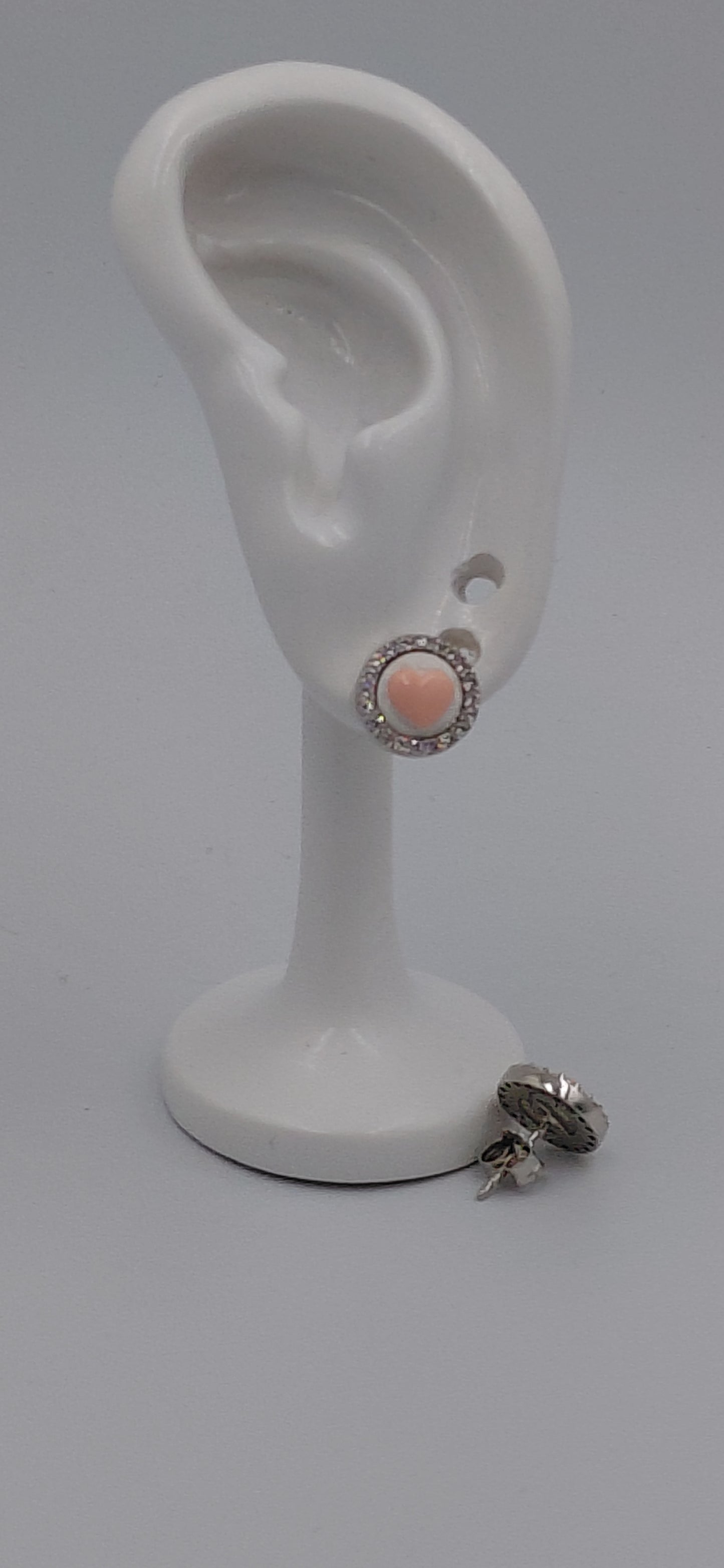 ORECCHINI IN ARGENTO 925 CON ZIRCONI E CUORE ROSA