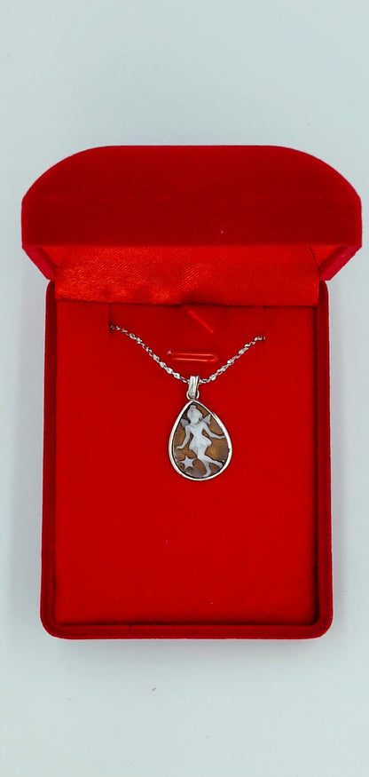 CAMMEO CONCHIGLIA SARDONICA "FATINA " IN ARGENTO 925