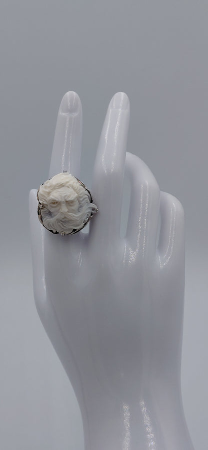 ANELLO CON CAMMEO" POSEIDON " IN ARGENTO 925