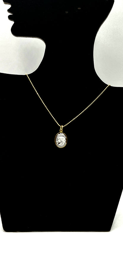 CIONDOLO " TESTA CLASICA"CAMMEO IN ARGENTO DORATO 925
