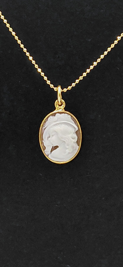 CIONDOLO " TESTA CLASICA"CAMMEO IN ARGENTO DORATO 925