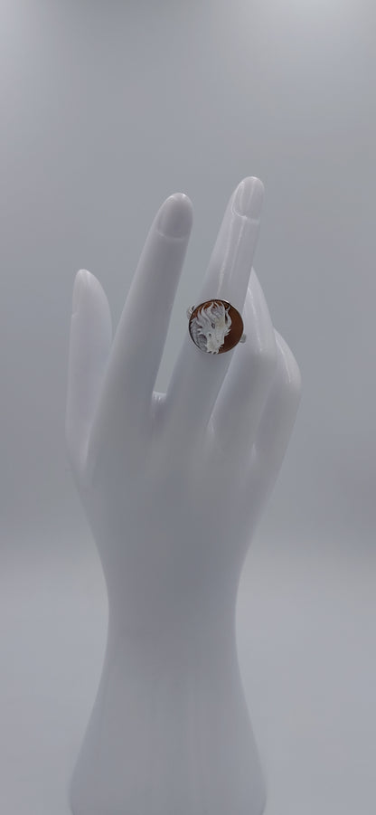 ANELLO CON CAMMEO"TESTA DRAGO " IN ARGENTO 925