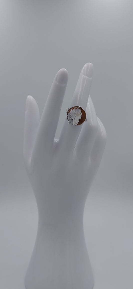 ANELLO CON CAMMEO"TESTA DRAGO " IN ARGENTO 925