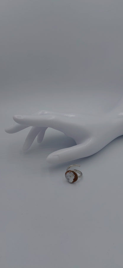 ANELLO CON CAMMEO"TESTA DRAGO " IN ARGENTO 925