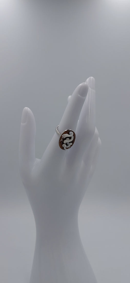 ANELLO CON CAMMEO "SERPENTE " IN ARGENTO 925