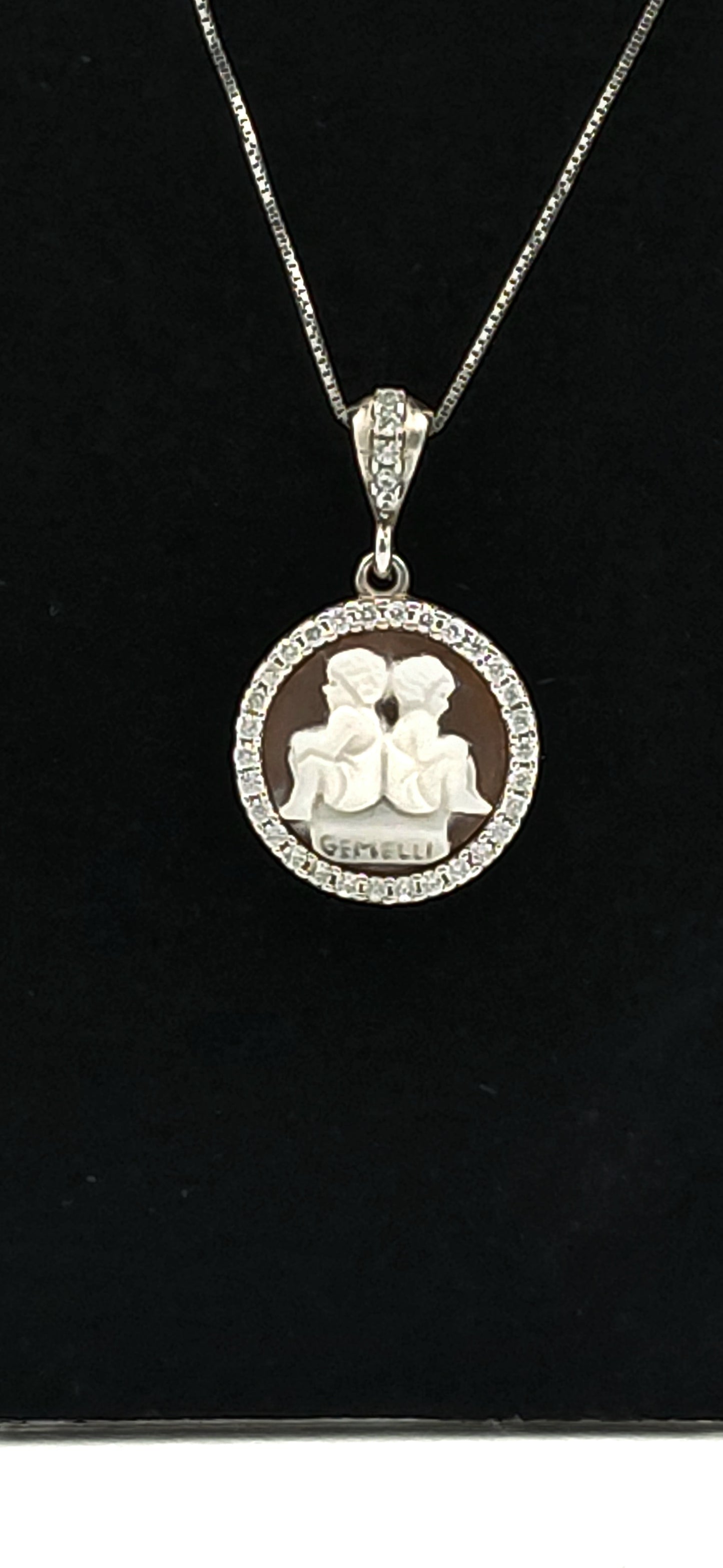 CIONDOLO CAMMEO "segno zodiacale gemelli " IN ARGENTO   925