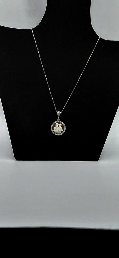 CIONDOLO CAMMEO "segno zodiacale gemelli " IN ARGENTO   925