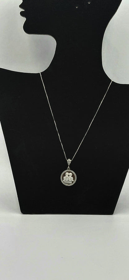 CIONDOLO CAMMEO "segno zodiacale gemelli " IN ARGENTO   925