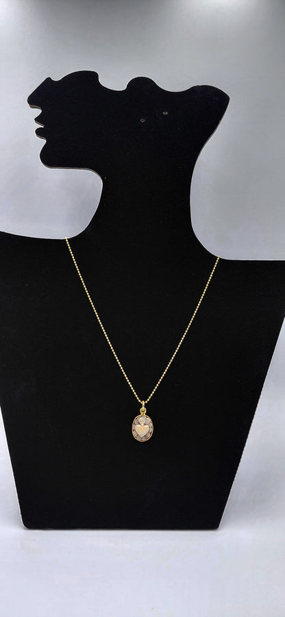 CIONDOLO CAMMEO "CUORE SACRO " 13 mm IN ARGENTO 925 DORATO