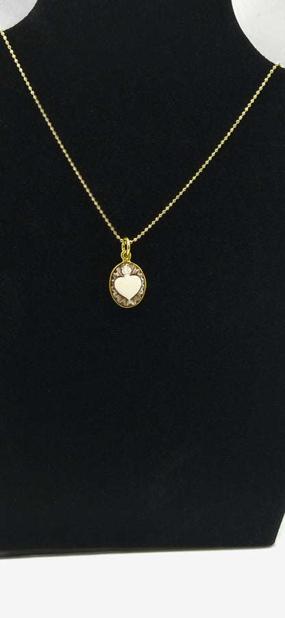CIONDOLO CAMMEO "CUORE SACRO " 13 mm IN ARGENTO 925 DORATO