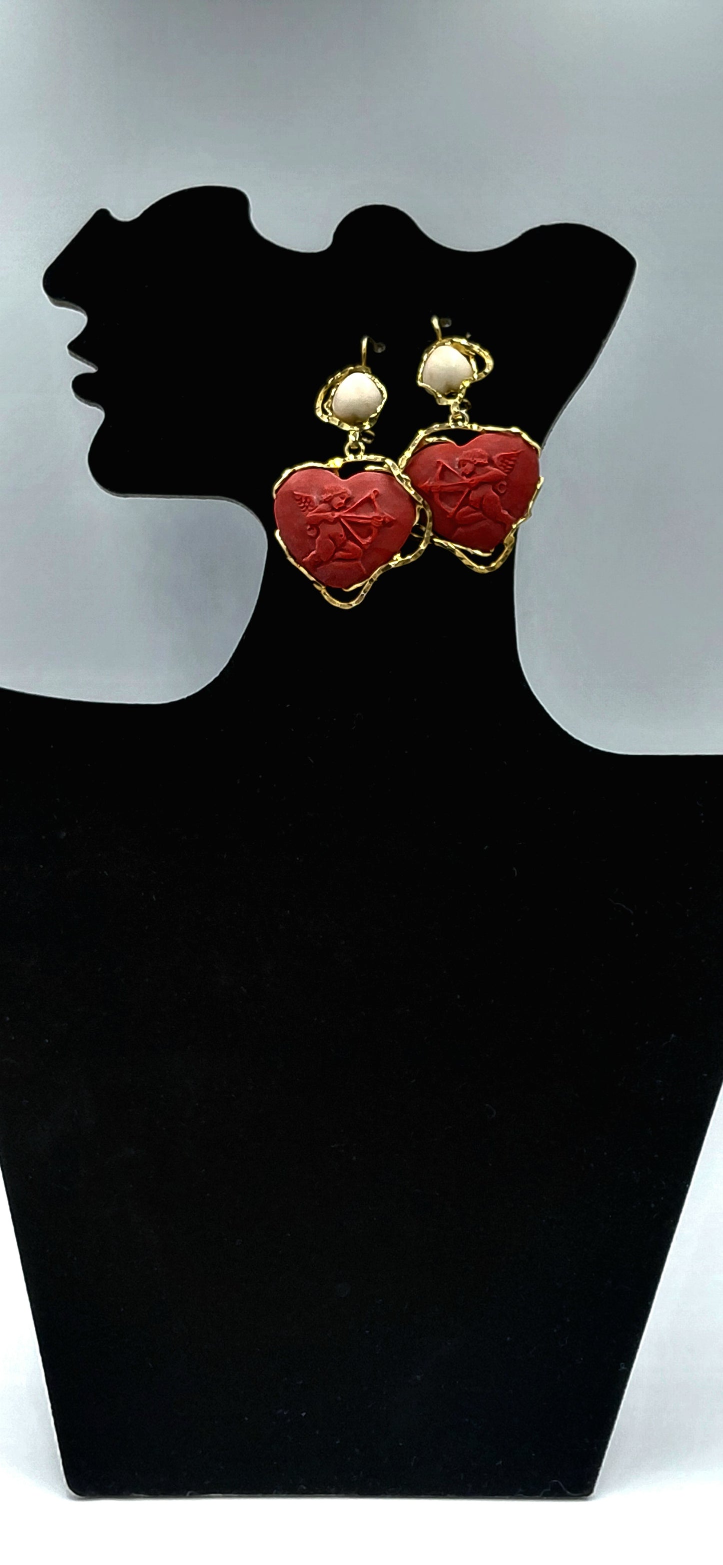 Orecchini  "cupido "pasta di corallo e corallo rosa
