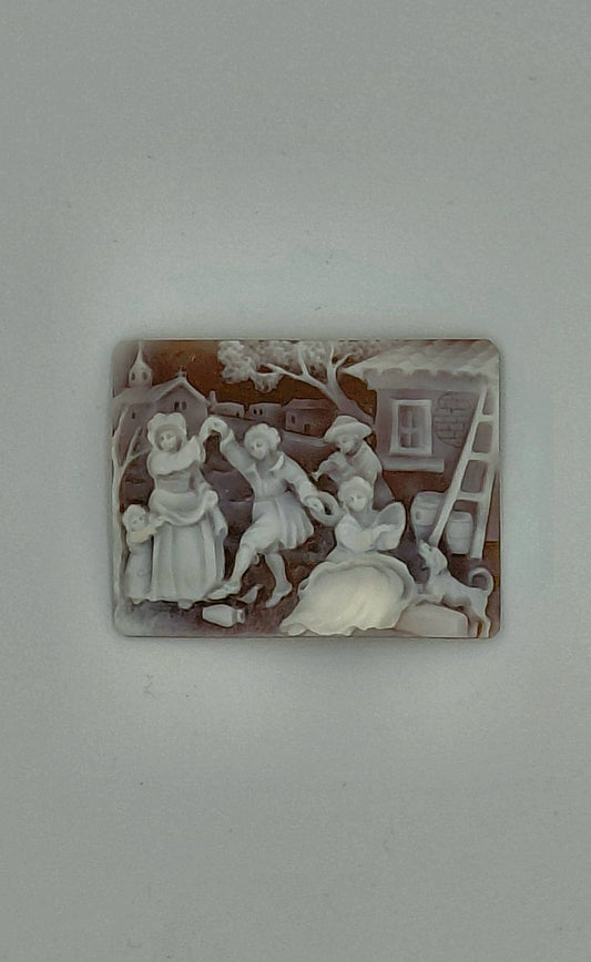 CAMMEO "Donne scena campestre" CONCHIGLIA SARDONICA