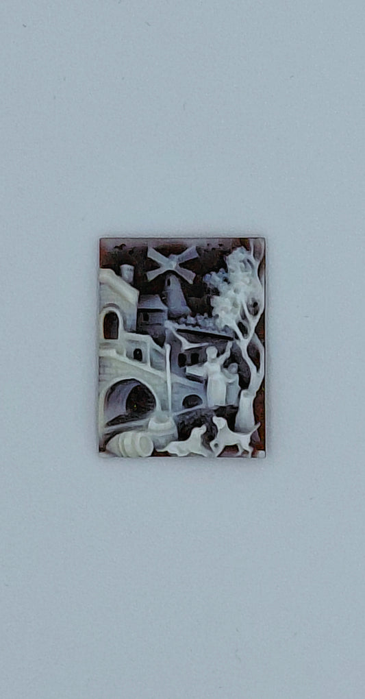 CAMMEO " PAESAGGIO 2 " CONCHIGLIA SARDONICA