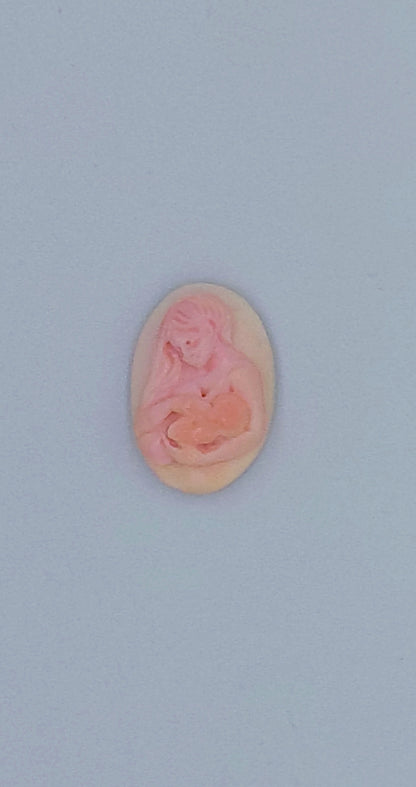 CAMMEO "MAMMA E BAMBINO COLORE ROSA" CONCHIGLIA