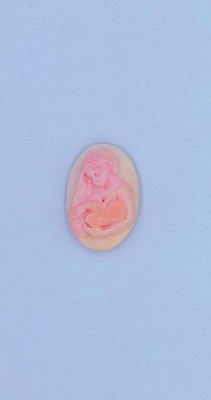 CAMMEO "MAMMA E BAMBINO COLORE ROSA" CONCHIGLIA