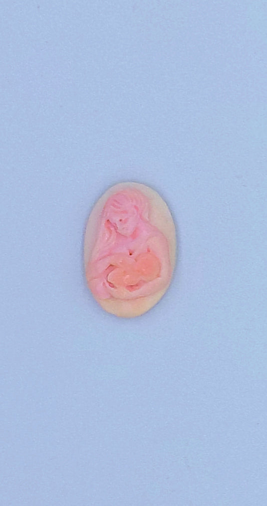 CAMMEO "MAMMA E BAMBINO COLORE ROSA" CONCHIGLIA