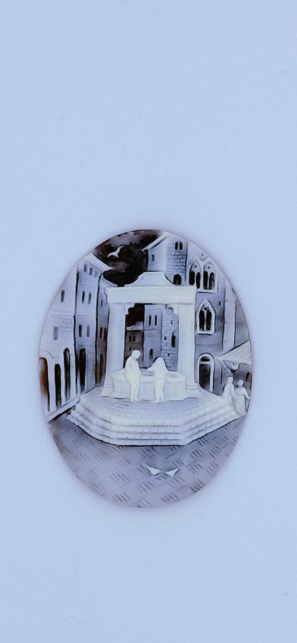 CAMMEO " SAN GIMIGNANO PIAZZA DELLA CISTERNA " CONCHIGLIA SARDONICA