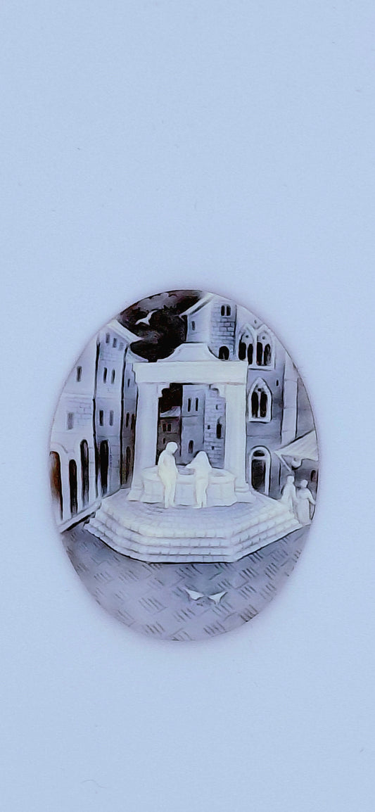 CAMMEO " SAN GIMIGNANO PIAZZA DELLA CISTERNA " CONCHIGLIA SARDONICA