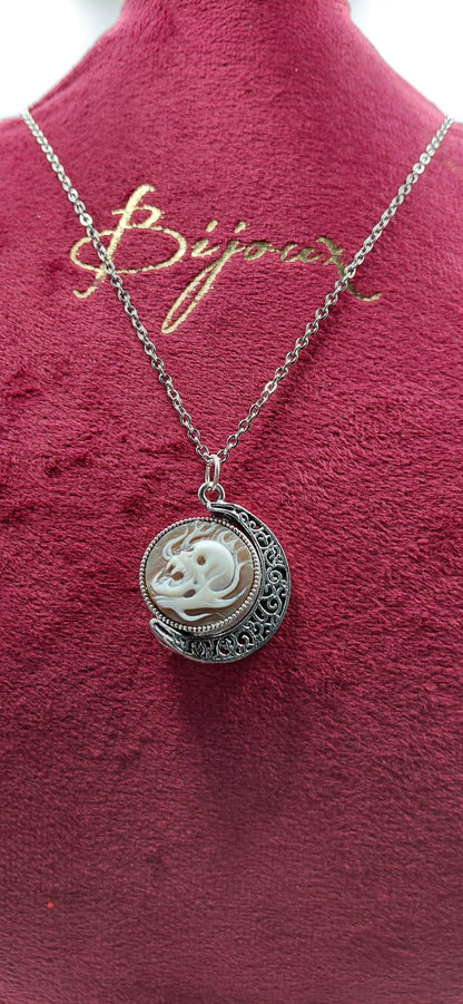 cammeo teschio ghost rider conchiglia sardonica misura 17,6mm incastonato in metallo