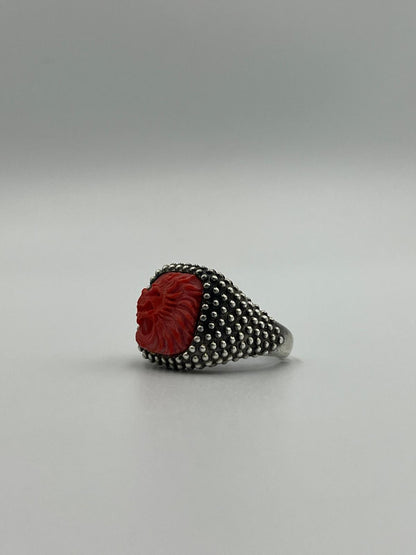 ANELLO IN ARGENTO IN PASTA DI CORALLO