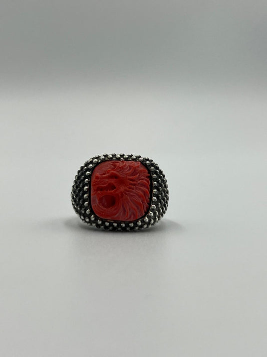 ANELLO IN ARGENTO IN PASTA DI CORALLO